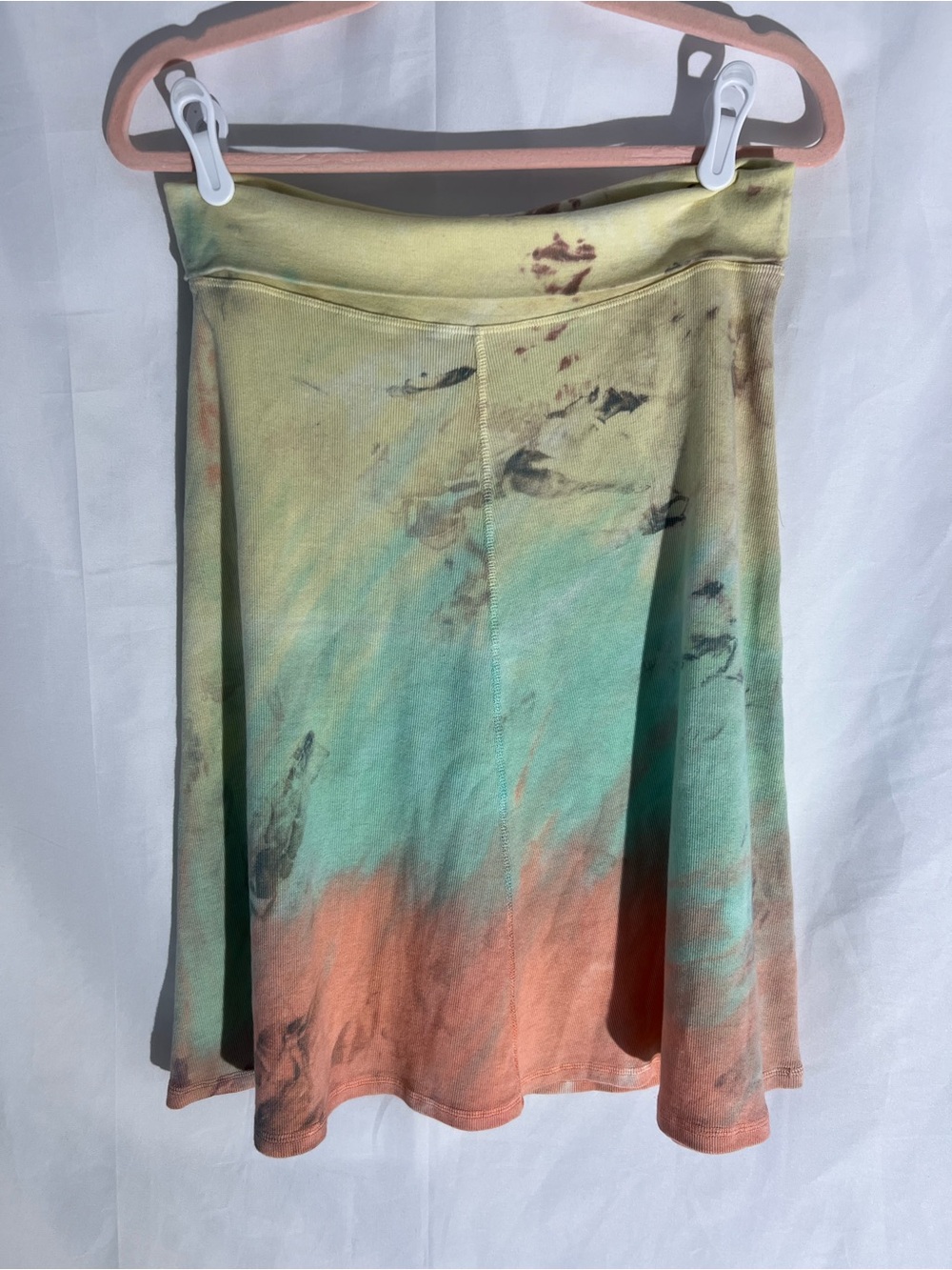 NWOT Womens HARD TAIL 95% Cotton A-Line Tie Dye Mid Skirt